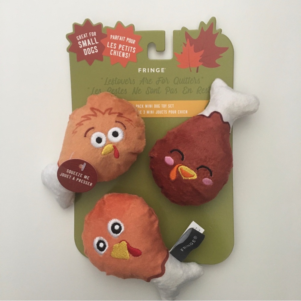 Dog Toys 3 Plush with Squeakers “Leftovers Are For Quitters” NEW | Fringe